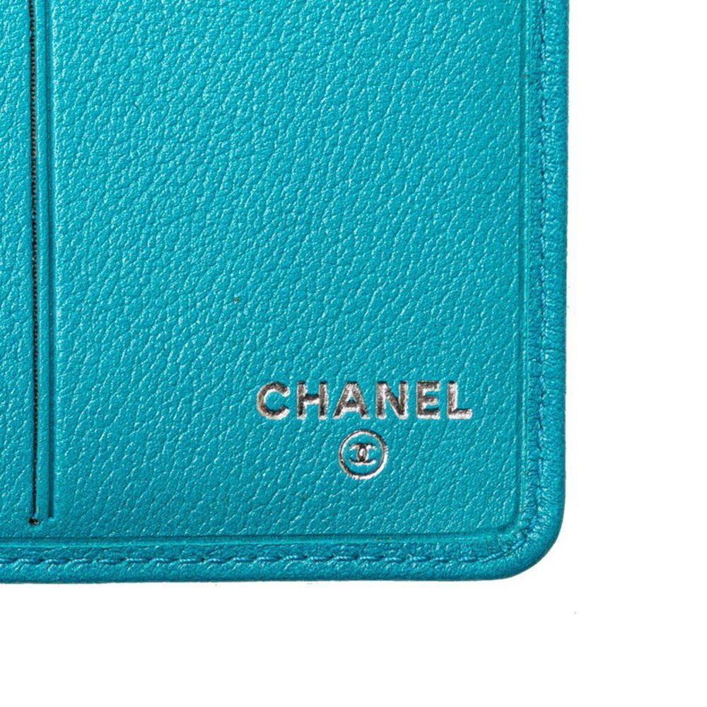 CHANEL Blue Lambskin Leather Logo Wallet - Picture 10 of 14
